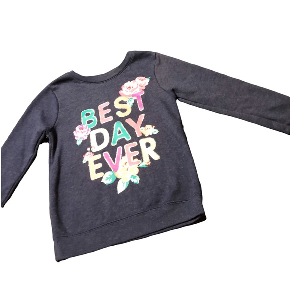 ❗️SOLD❗️Garanimals • Floral “Best Day Ever” Navy Blue Sweater - Picture 6 of 8
